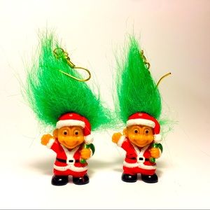 Vintage Troll Doll Santa Earrings
